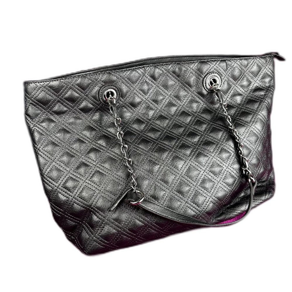 CHARMING CHARLIE QUILTED TITANIUM SHOULDER BAG